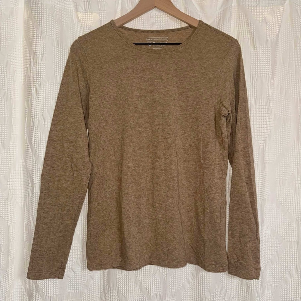 Coolibar Morada Everyday T-Shirt Tan UPF 50+ Sun Protection Bamboo Blend M